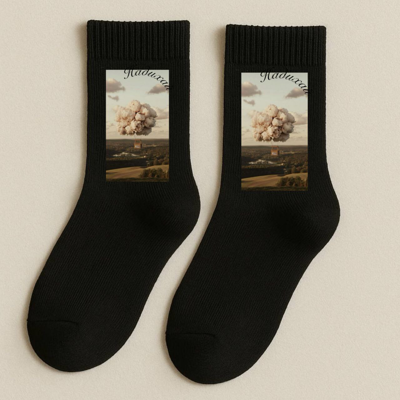 ШКАРПЕТКИ КЛАСИЧНІ ЧОРНІ З ПРИНТОМ 