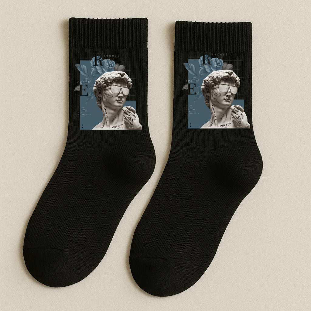 ШКАРПЕТКИ КЛАСИЧНІ ЧОРНІ З ПРИНТОМ "ЕЛЕГАНТ"