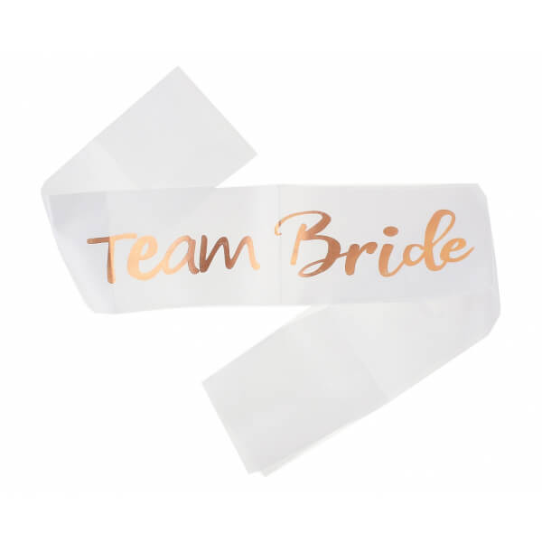 Біла стрічка через плече Team bride