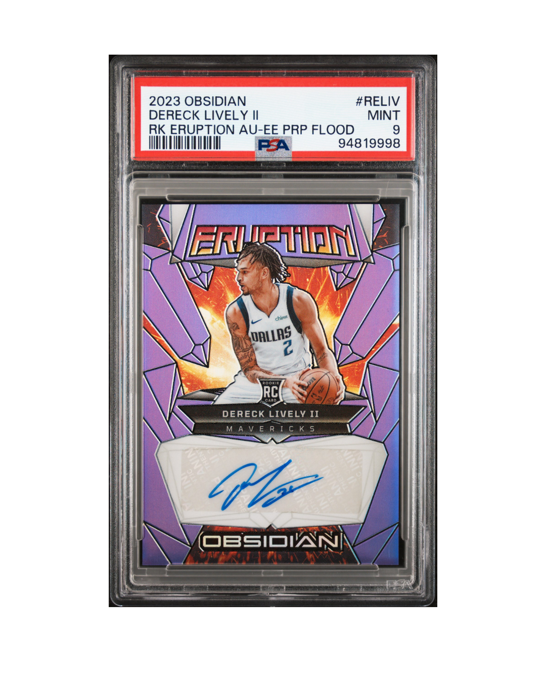 2023 PANINI OBSIDIAN ROOKIE ERUPTION AUTOGRAPHS #RELIV DERECK LIVELY II RK ERUPTION AU-EE PRP FLOOD