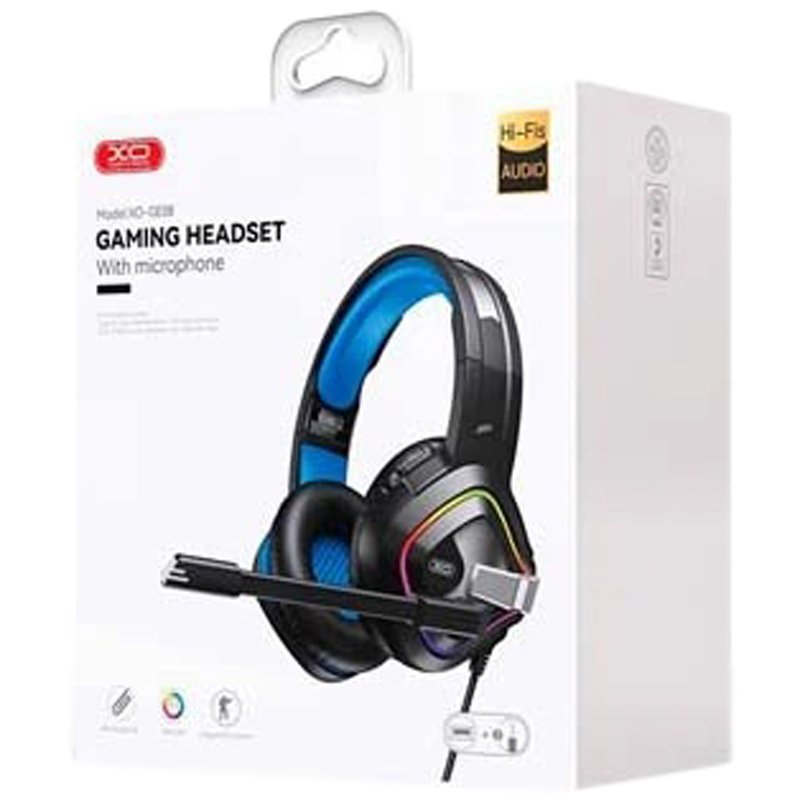 Навушники ігрові XO GE-08 RGB (2 x 3,5 jack/USB) + мікрофон Black