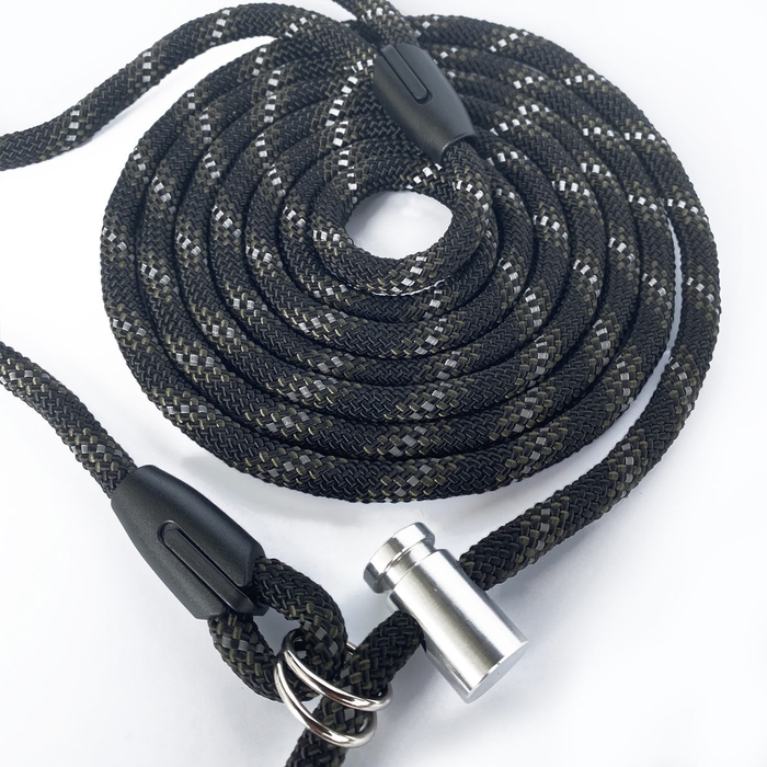 Повідець контролер Dog Walking CONTROL LEASH для вигулу та дресирування собак 9 мм 3 м хакі зі світловідбивачем