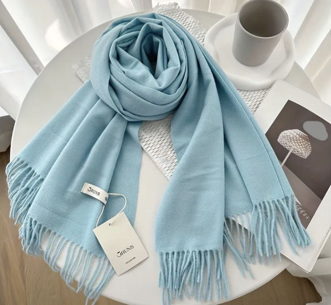 Палантин кашемір блакитний