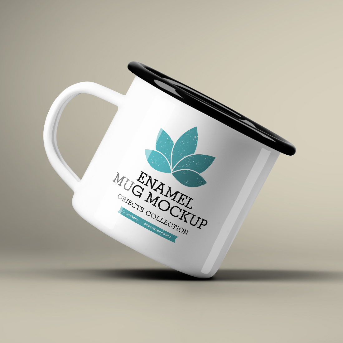 9 Mockups of Enamel Metal Mug with Black Rim