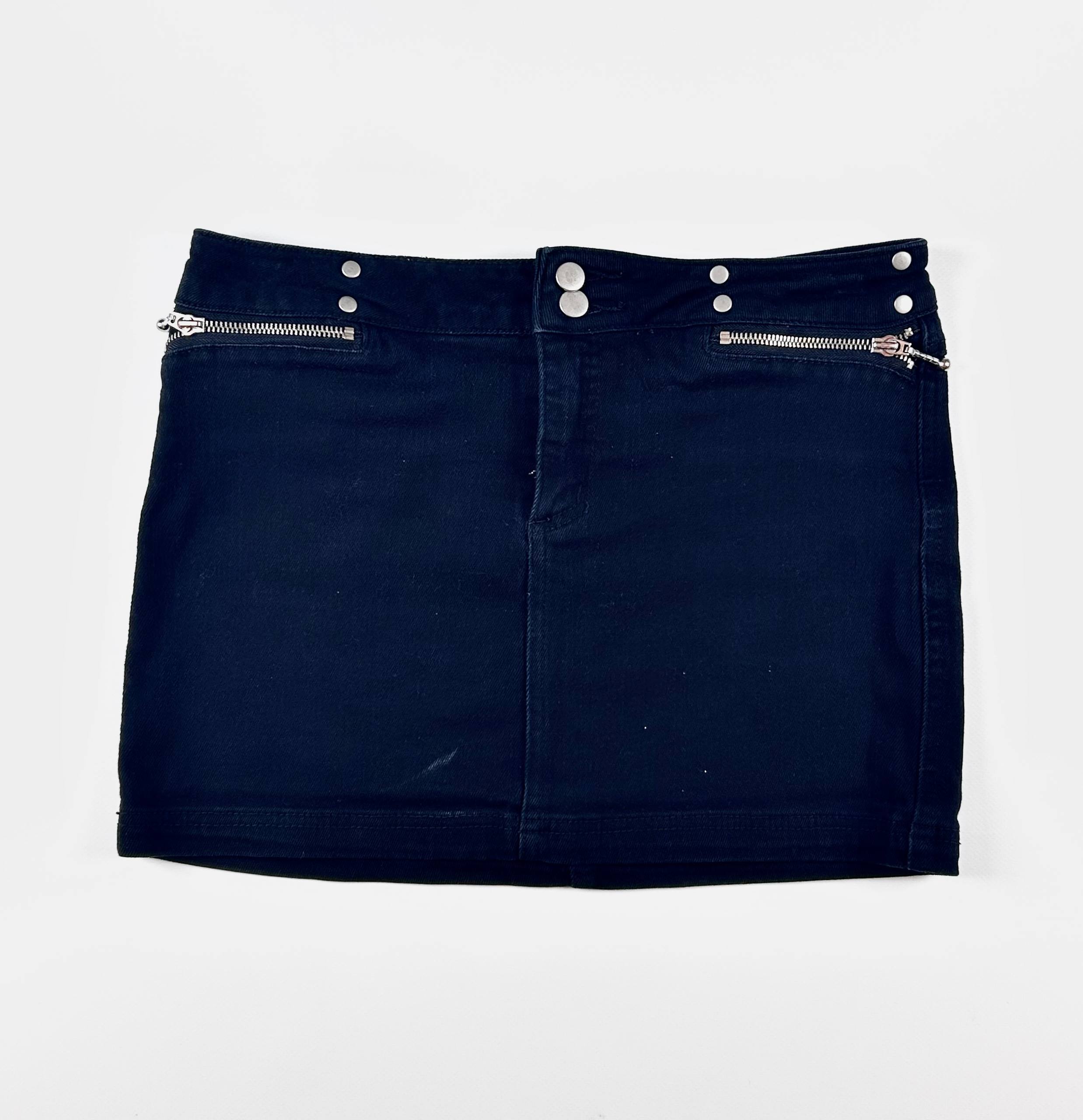 ALTERSTUDIO DENIM BLACK SHORT SKIRT WITH ZIPPERS СПІДНИЦЯ