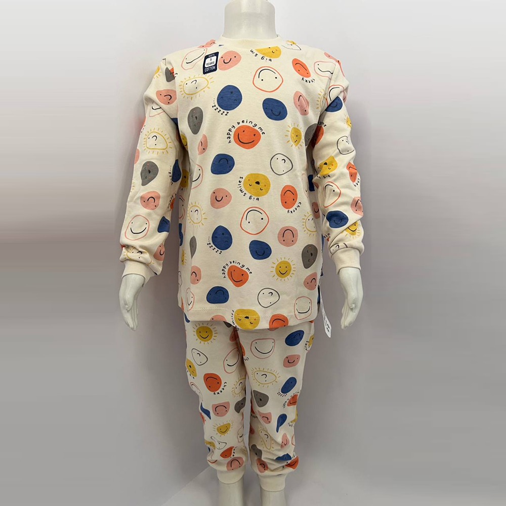 Піжама дитяча зі смайликами, унісекс комплект з довгим рукавом і штанами