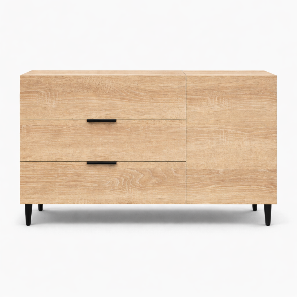 Комод на ніжках з трьома шухлядами та дверцятами