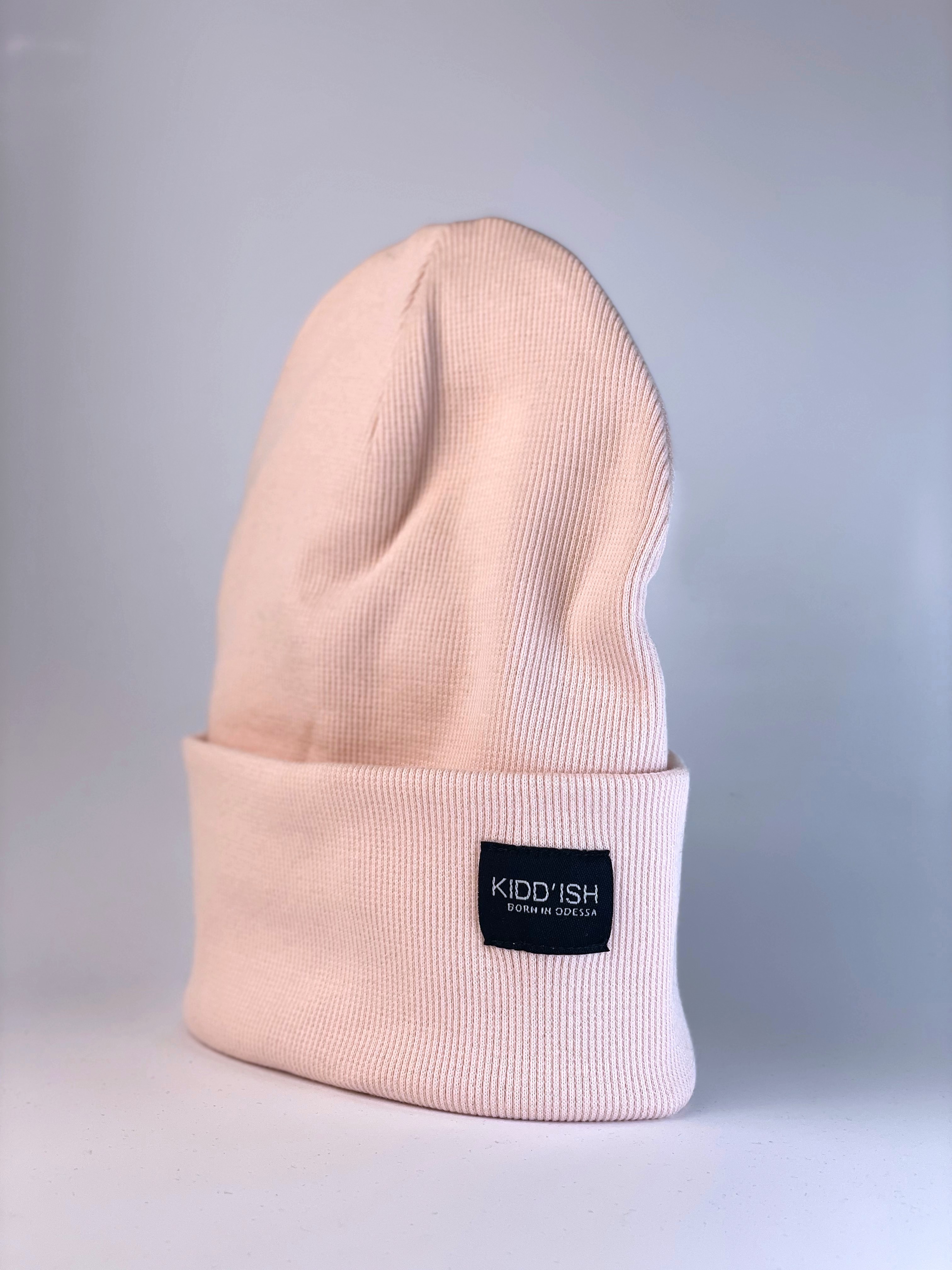 Шапка з підворотом - рожева пудра