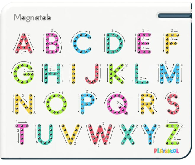 Playskool Magnatab — A to Z Uppercase Letters — Magnetic Board Toy Letter Tracing for Toddlers Learning and Sensory Drawing — for Kids Ages 3 and Up