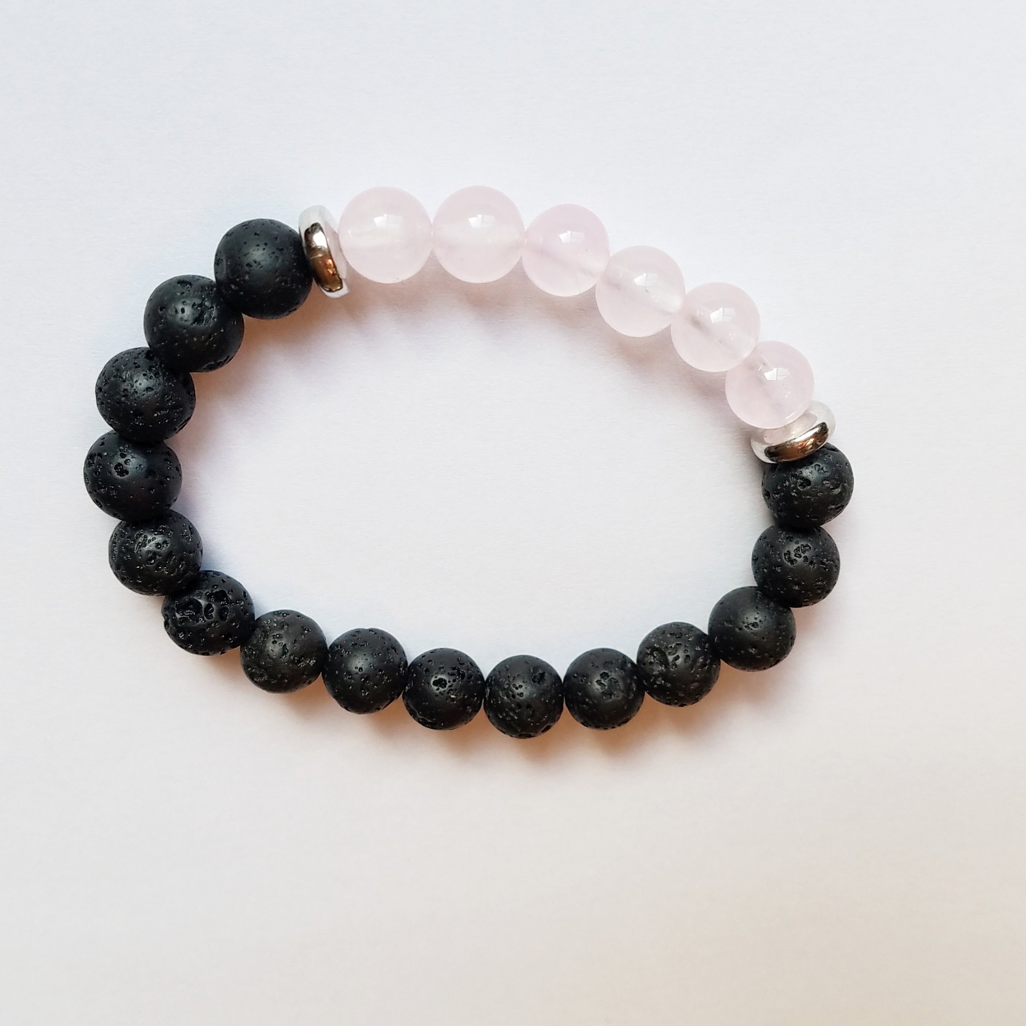Rose Quartz & Black Lava Diffuser Bracelet