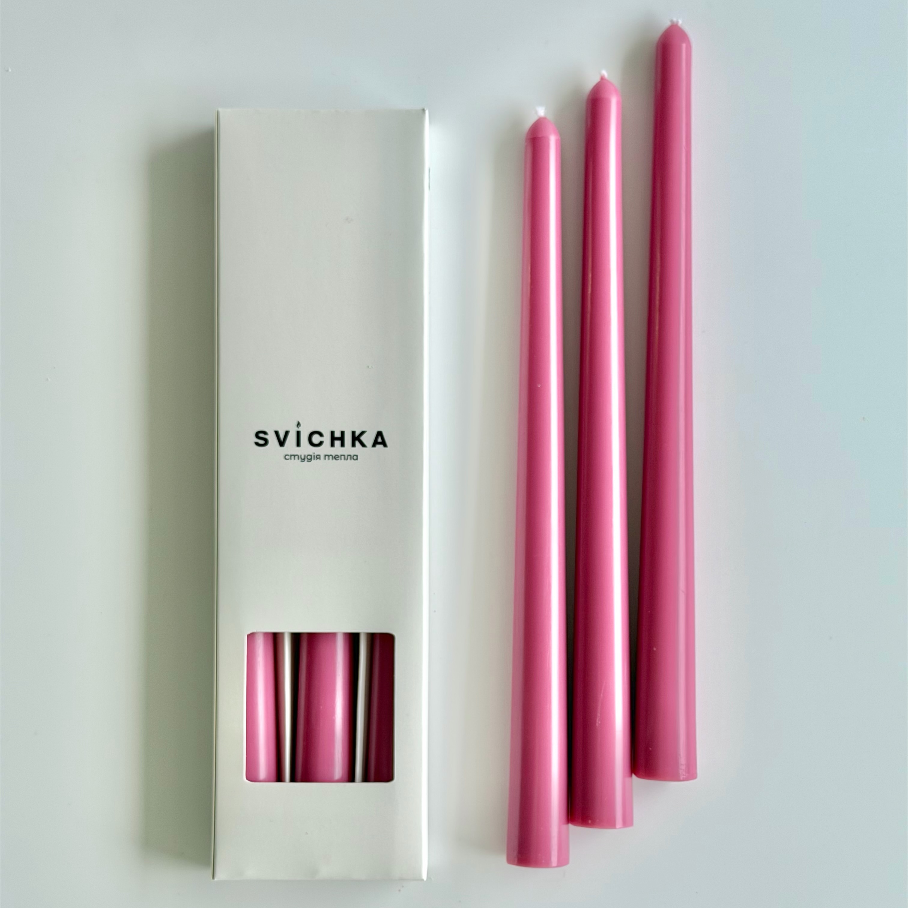 Набір столових свічок PINK, рожевий колір, 3 шт.