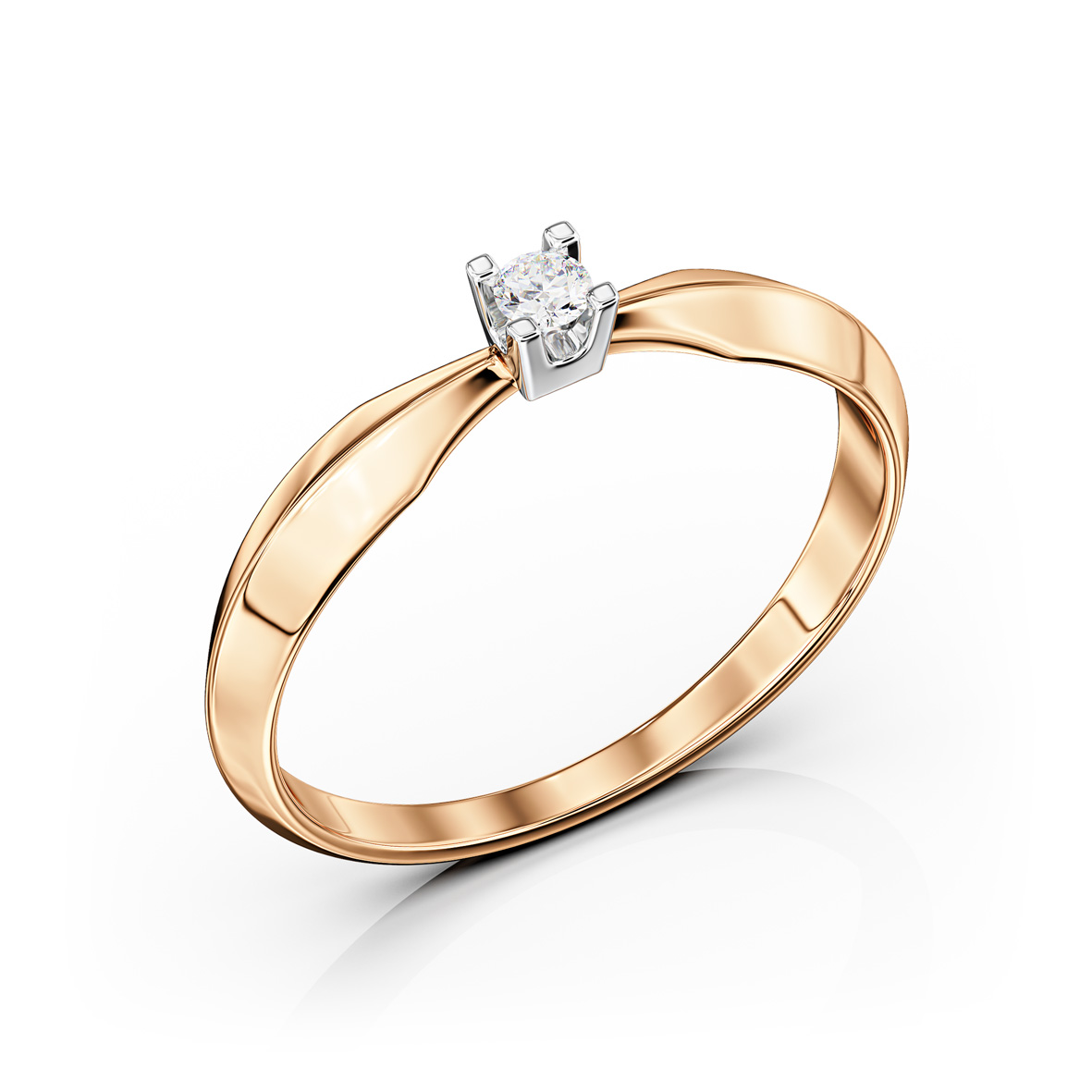 Funkelnder Solitär-Ring aus 585er Rotgold mit Zirkonia