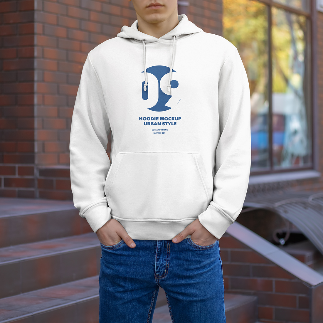8 Man Mockups Hoodie on the Street