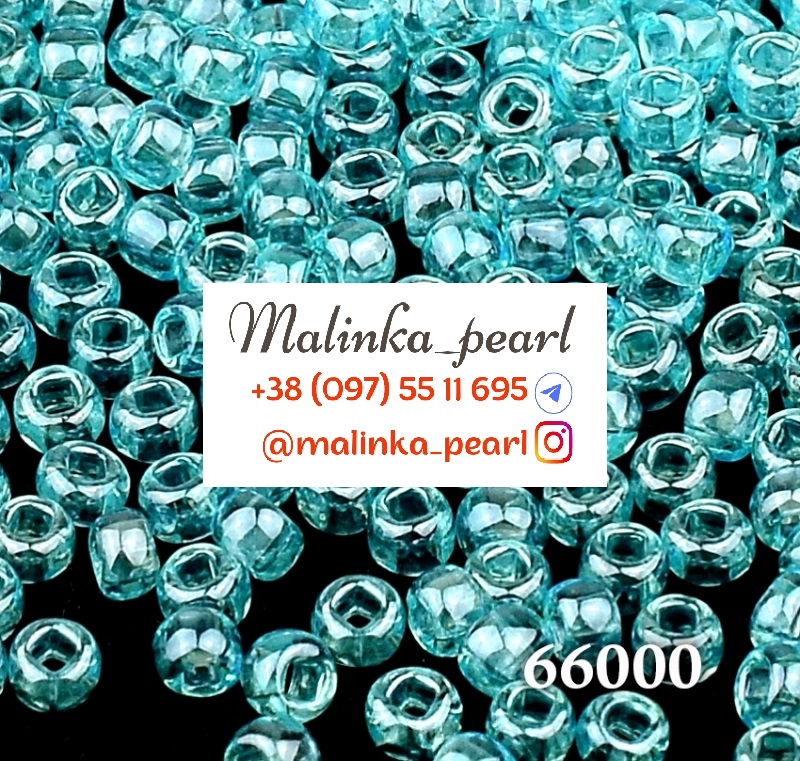 Бісер небесно-блакитний, прозорий, глазурований