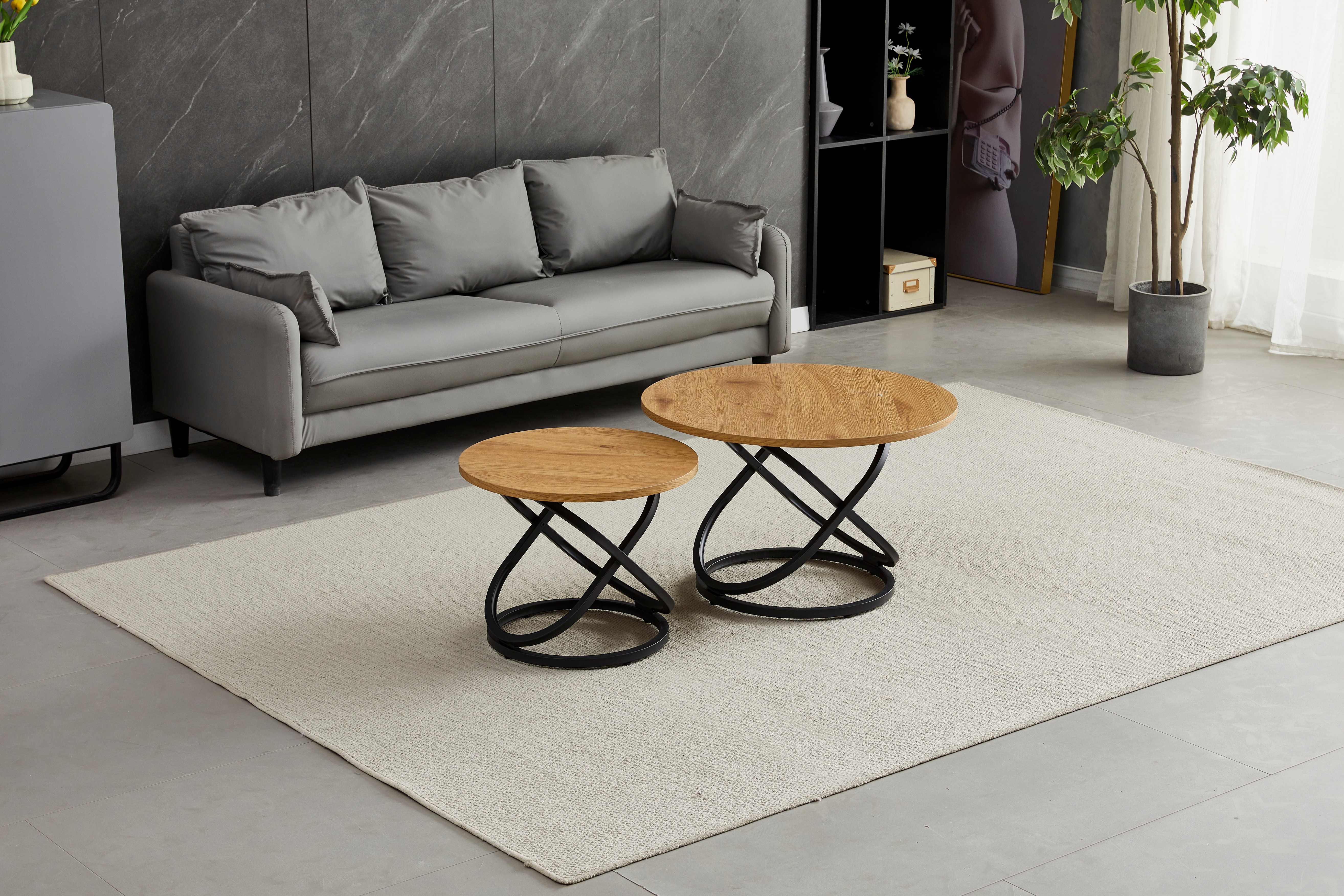 Комплект журнальних столів CT-55 Лівіо дуб + чорний