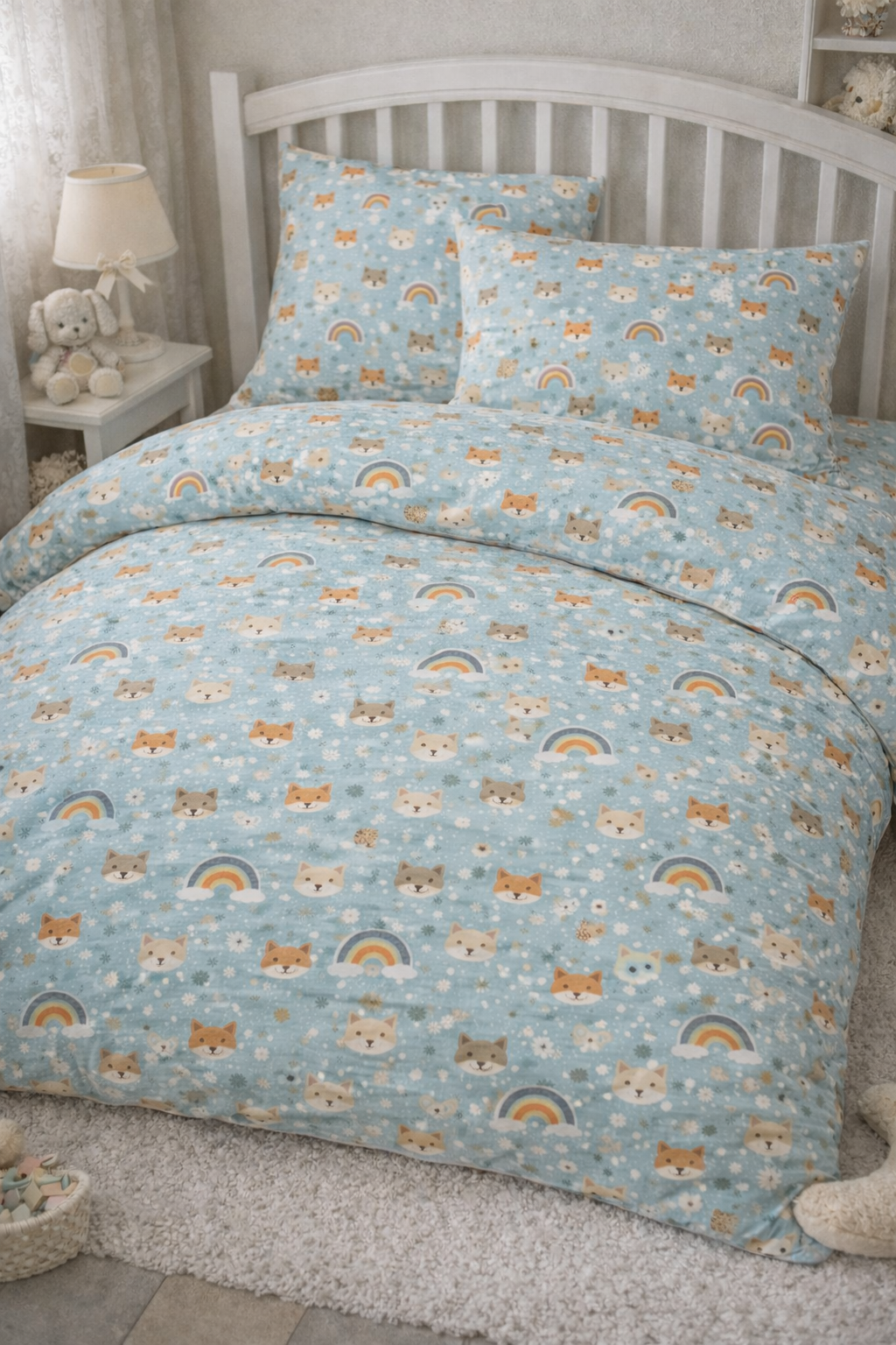 Постільна білизна для немовлят ранфорс прінт  "Лисенята та відмежата"