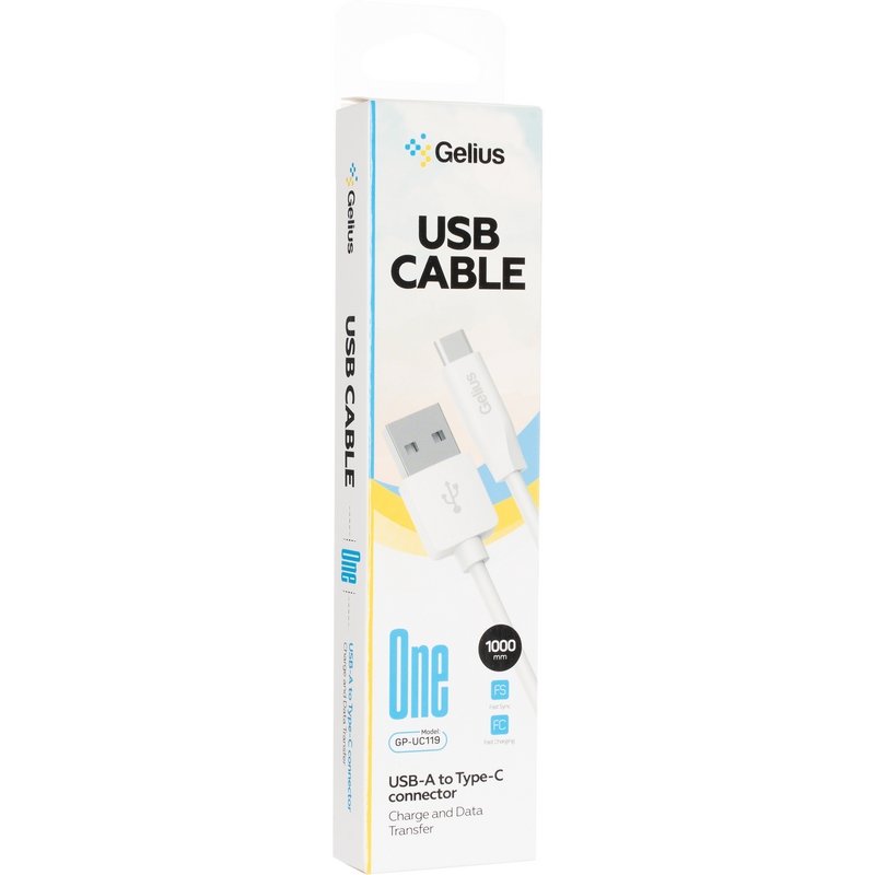 Кабель USB Gelius One GP-UC119 USB-A to Type-C (1m) (12W) White