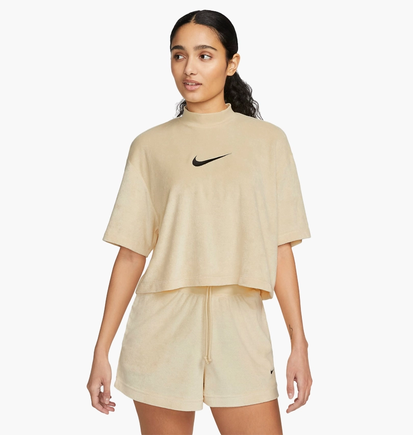 Футболка жіноча Nike Sportswear Mock-Neck Short-Sleeve Terry Top