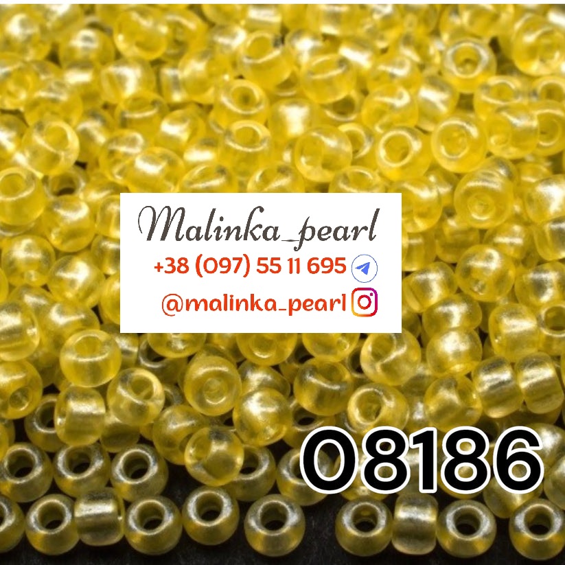 Бісер жовтий світлий, кристальний, перламутровий