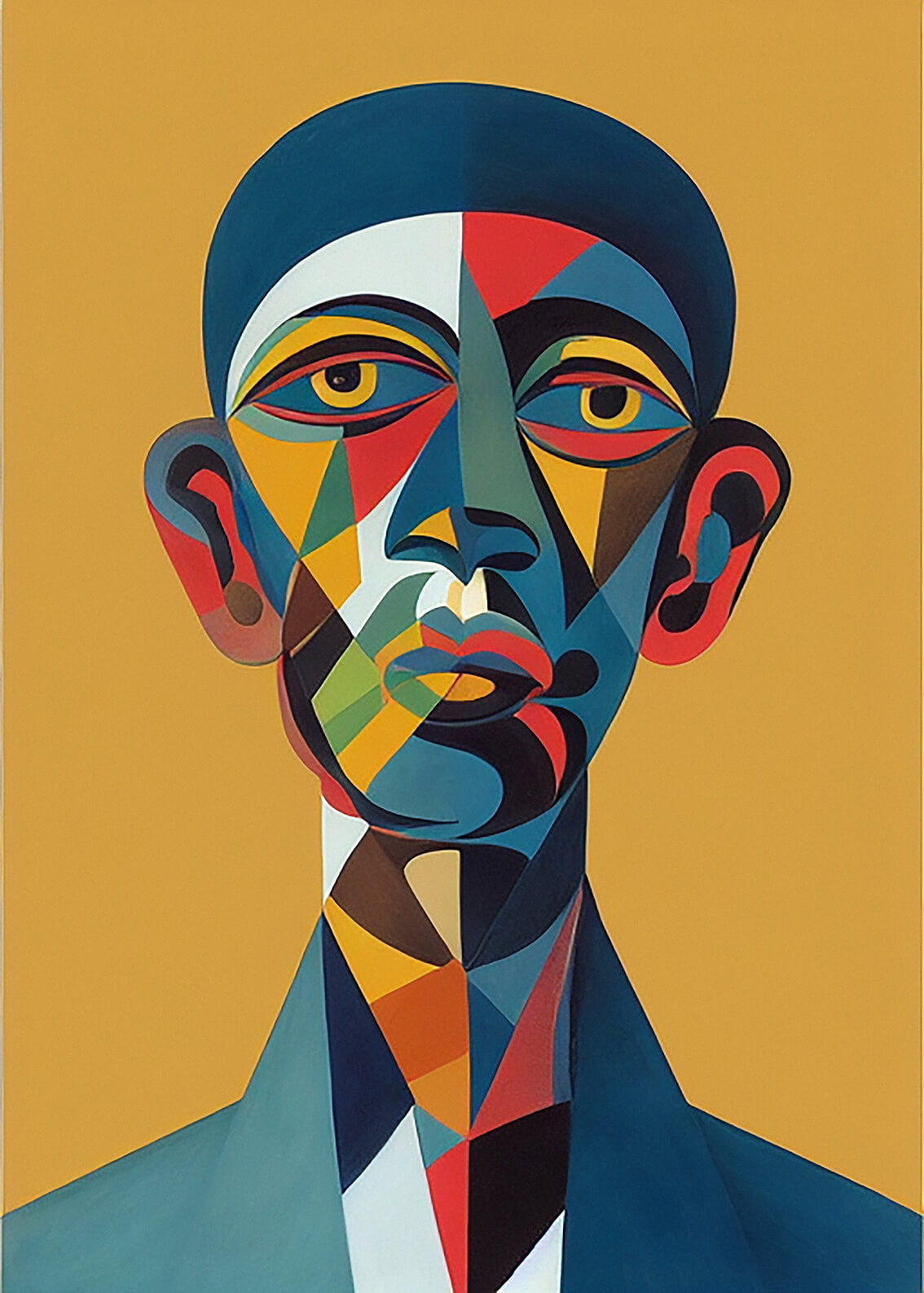 Portrait of a man, 42x30 cm original acrylic painting on paper