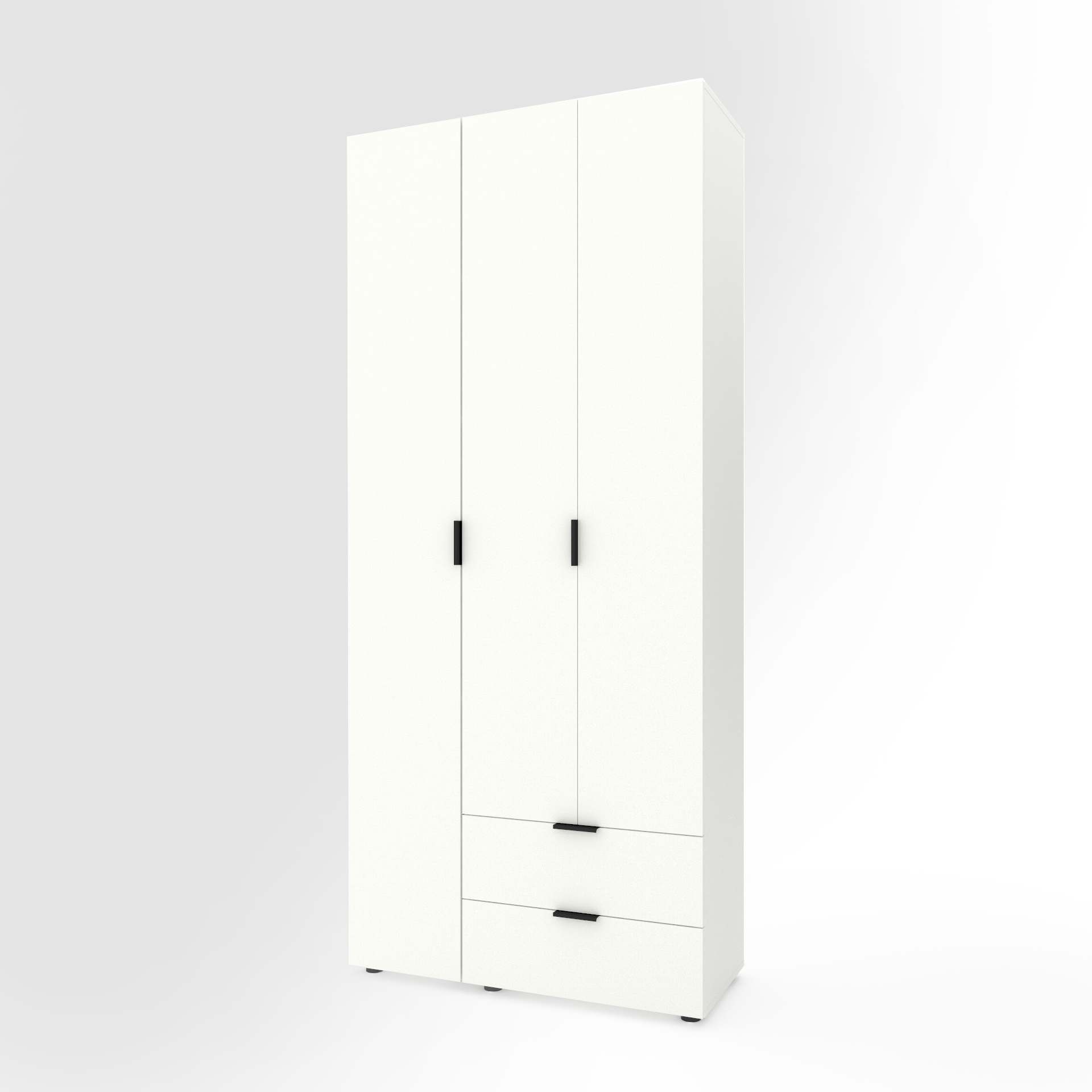 Тридверна розпашна шафа MA013RW 1000/420/2300 мм., колір білий сніг