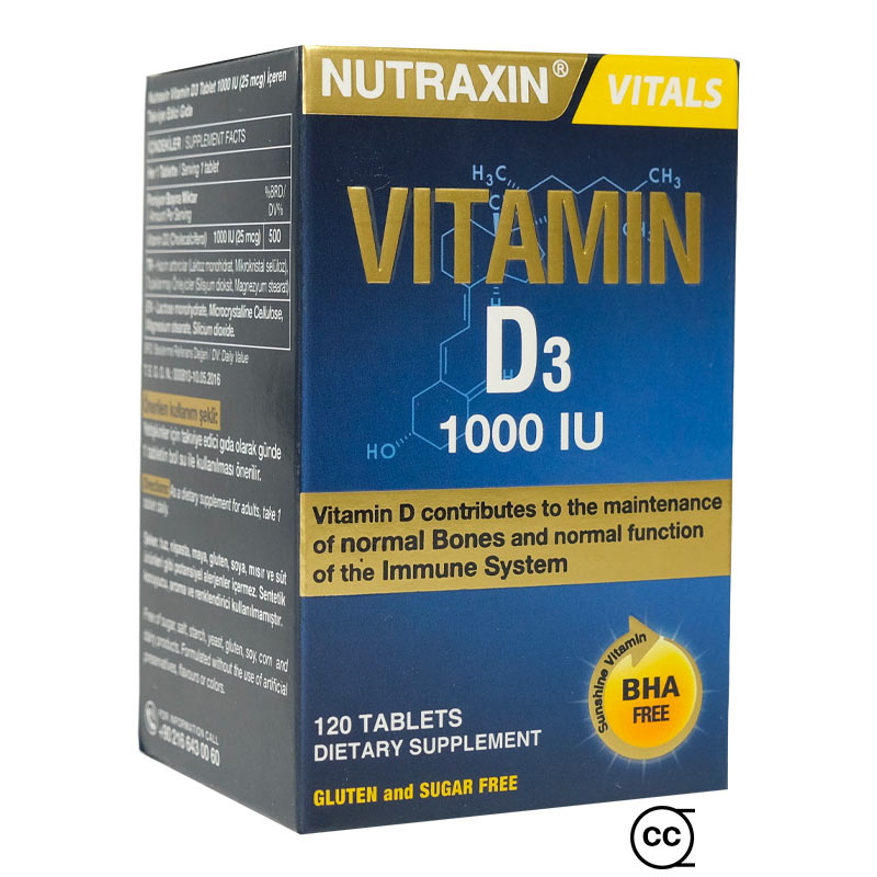 Nutraxin Vitamin D3 1000 IU – 120 Tablets | Shop Clean-Label Immune & Bone Health Supplement