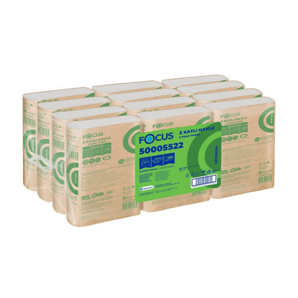 Рушники паперові ОПТОМ FOCUS OPTIMUM, Z-складання, 200 арк., 200x200мм, 2 шар, 12уп. в ящ.