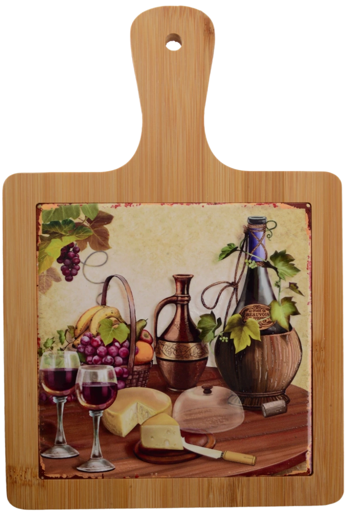 Дошка обробна Limited Edition WINE&CHEESE/підставка під гаряче/ з бамбук, ручкою 18х28 см