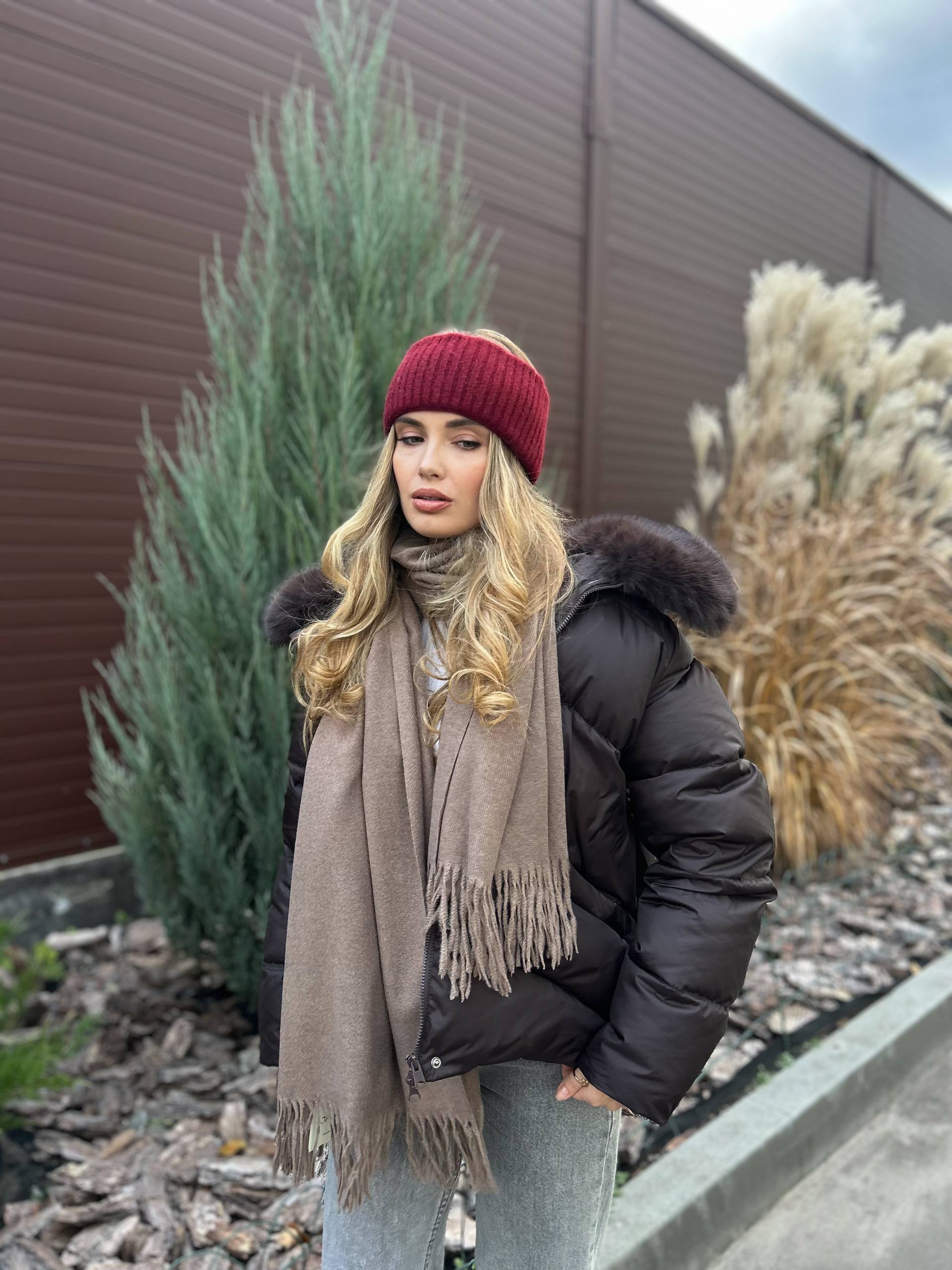 Тепла повʼязка на голову бордова