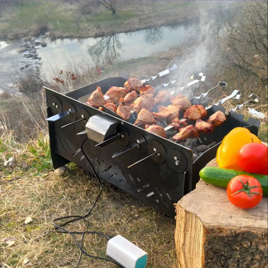 Мангал малий розбірний з електроприводом (3 мм)