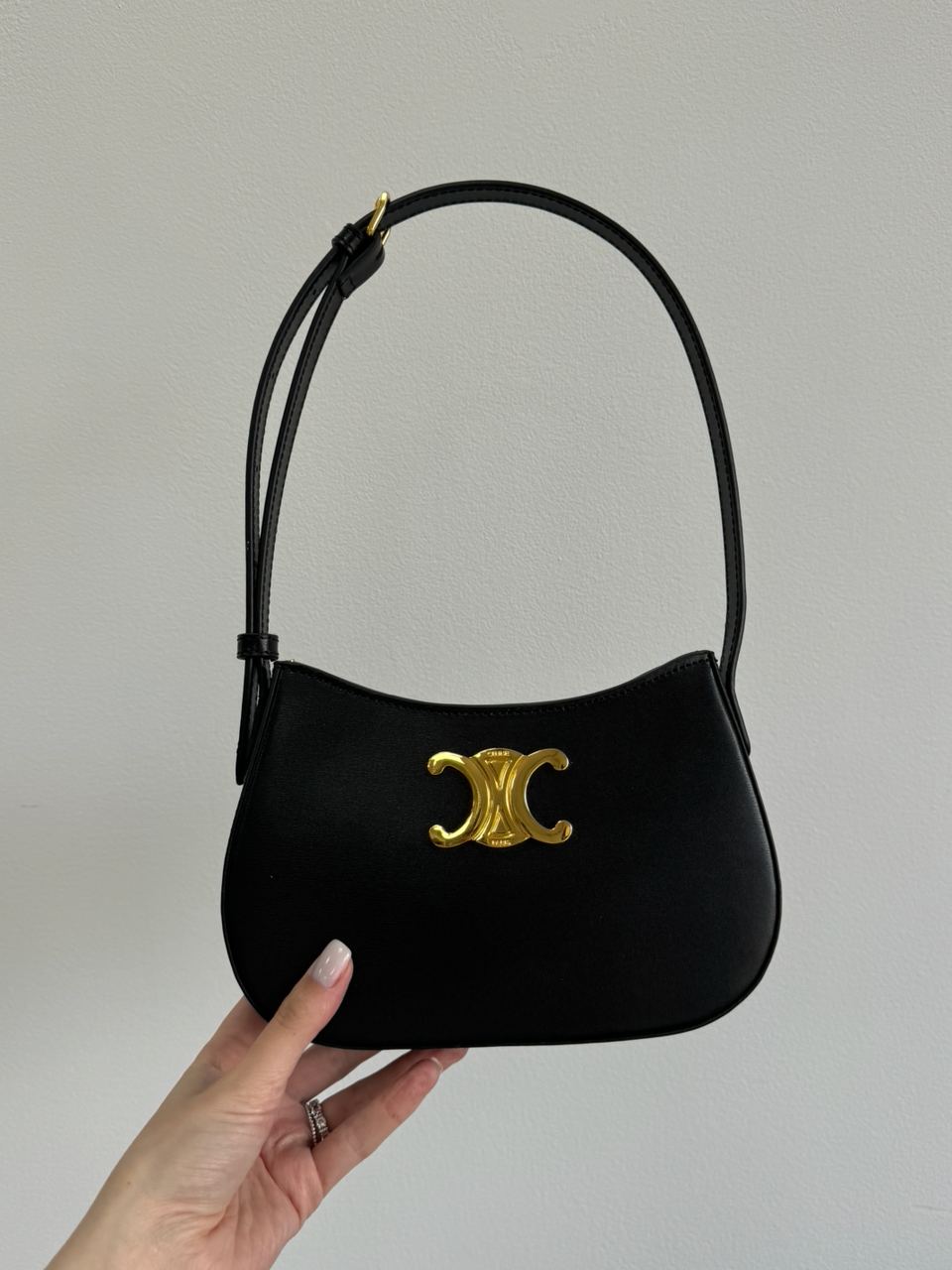 Celine Medium Tilly Bag in Shiny Calfskin Black