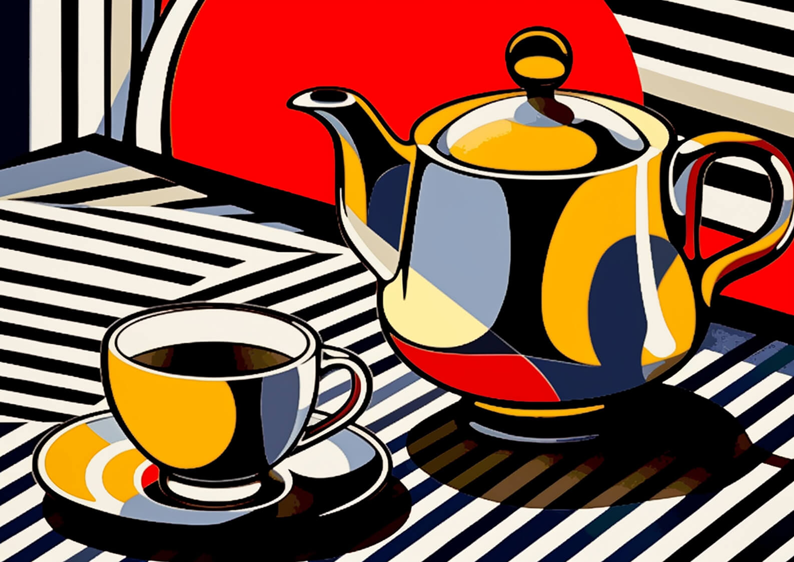 Tea for Roy, 30x42 cm original acrylic painting on paper