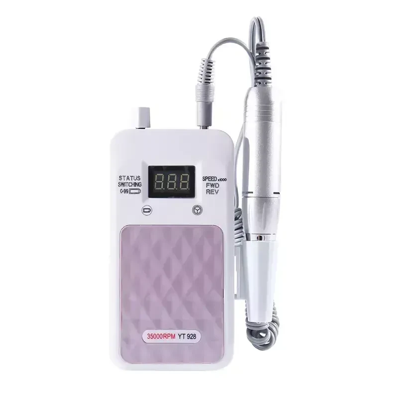 Портативний фрезер для нігтів Nail Drill YT-928 акумуляторний з індикатором заряду на 35 000 оборотів