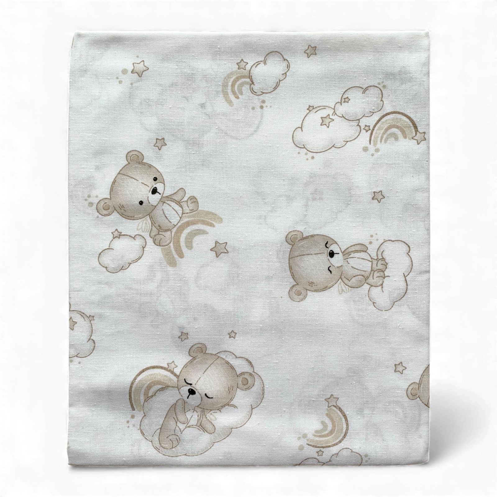 Пелюшка ситцева 110 х 100 см Ведмедик на хмаринці з веселкою