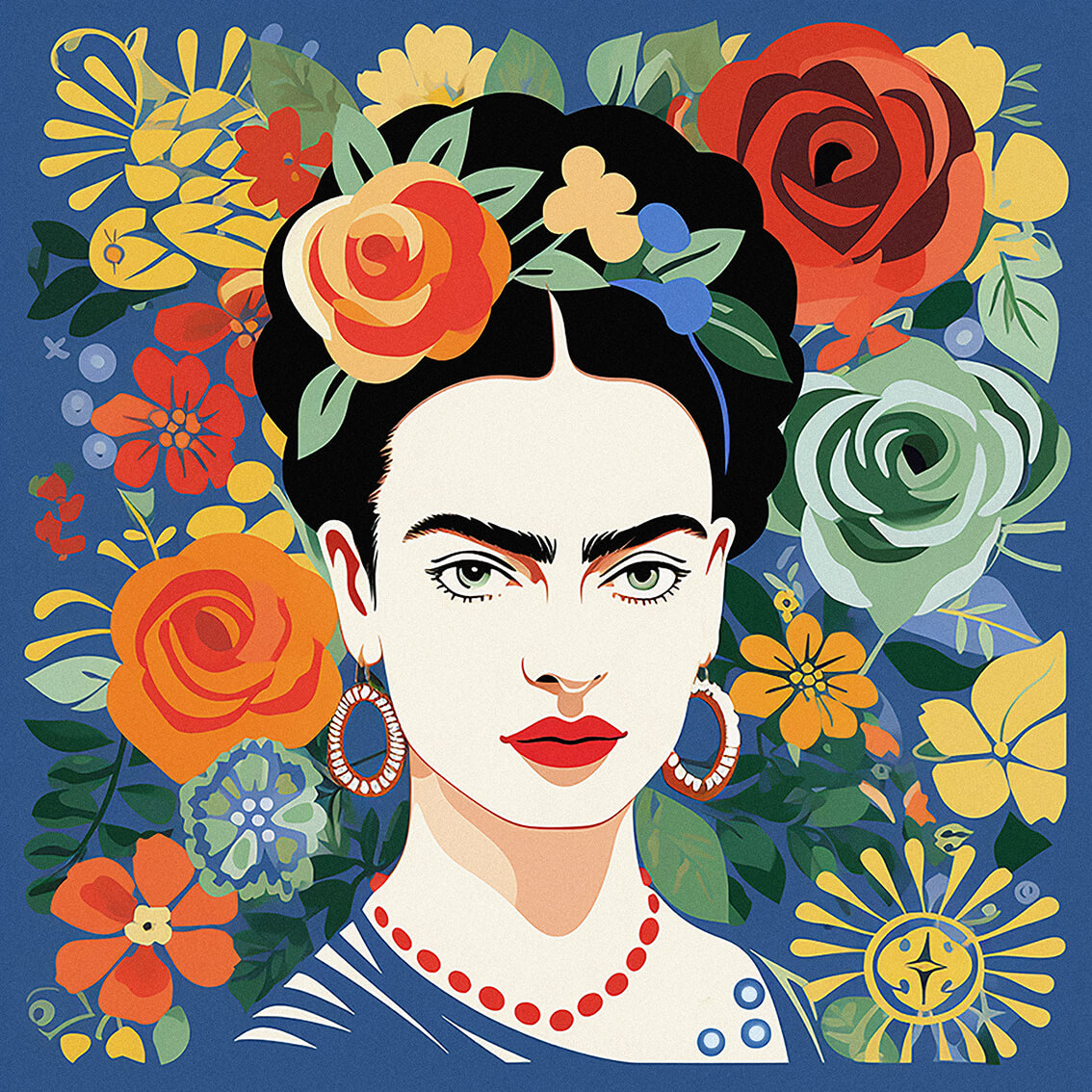 Frida Kahlo, 60x60 cm, original acrylic painting on canvas