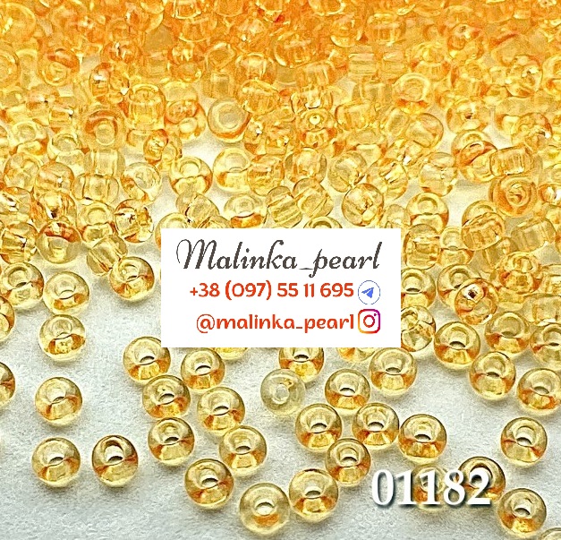 Бісер жовтий темний, кристальний