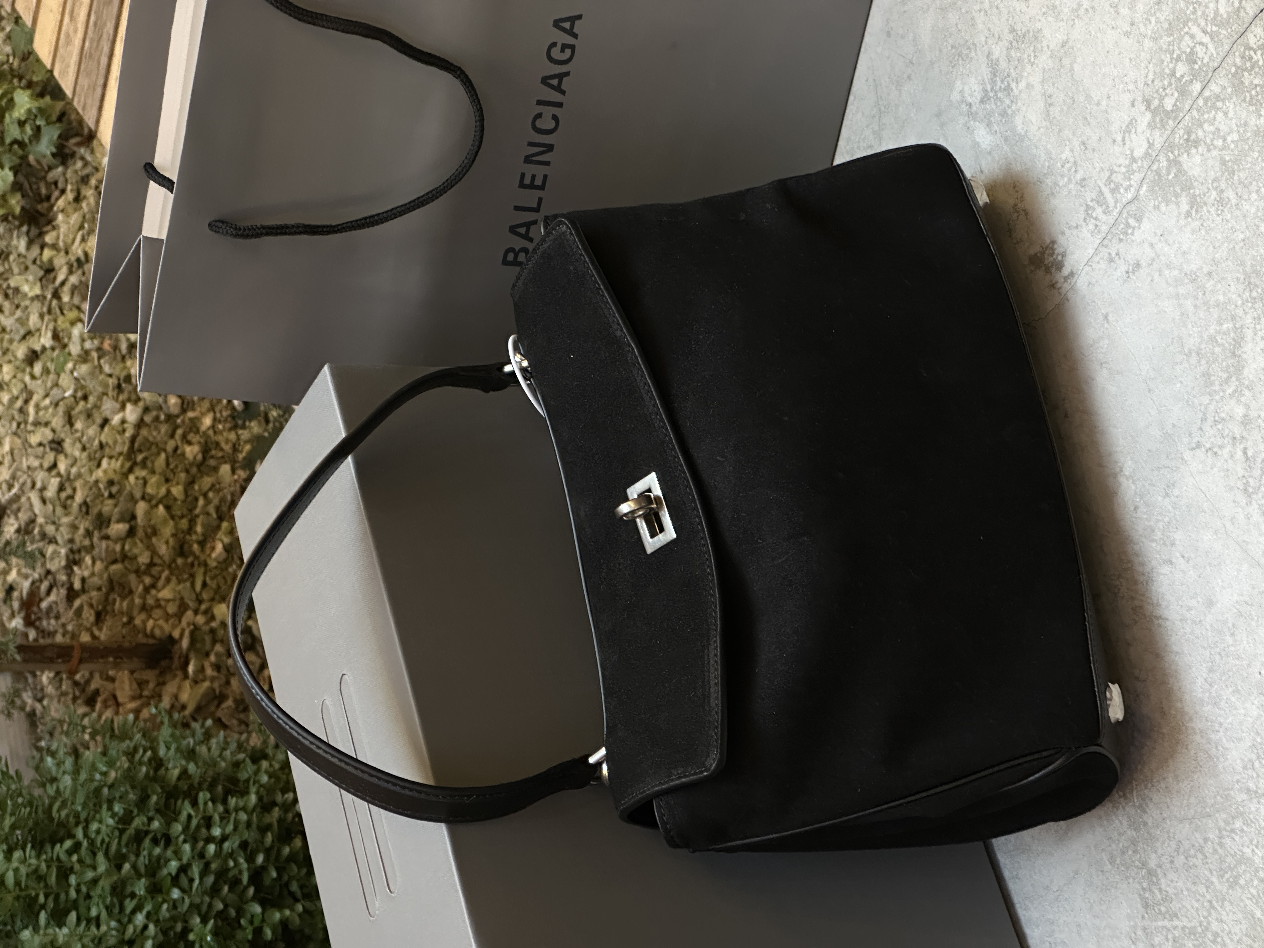Balenciaga Rodeo Black Suede/Silver Hardware
