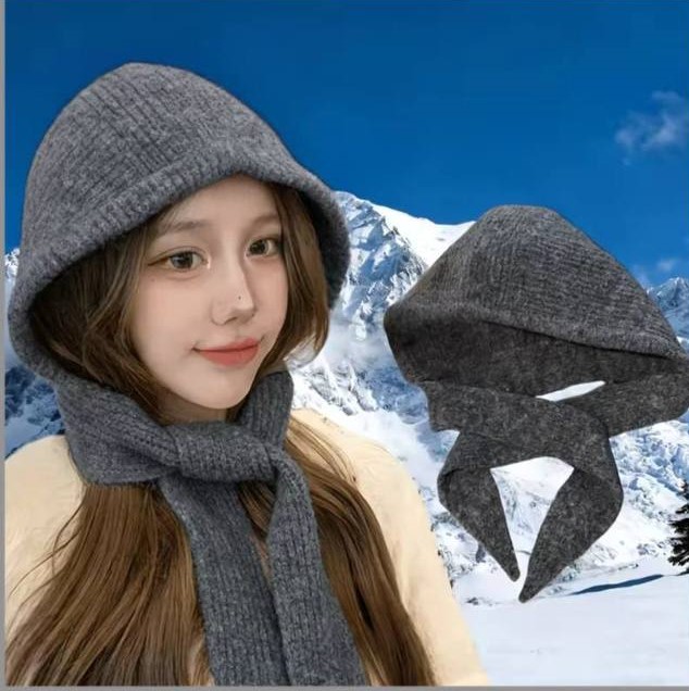 Капор, шарф капюшон, сірий