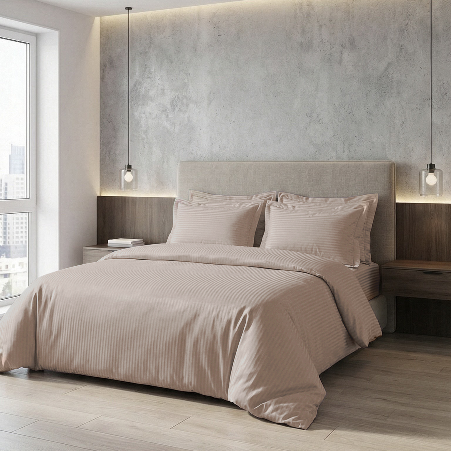 Постільна білизна з страйп - сатину, колір Light Peach