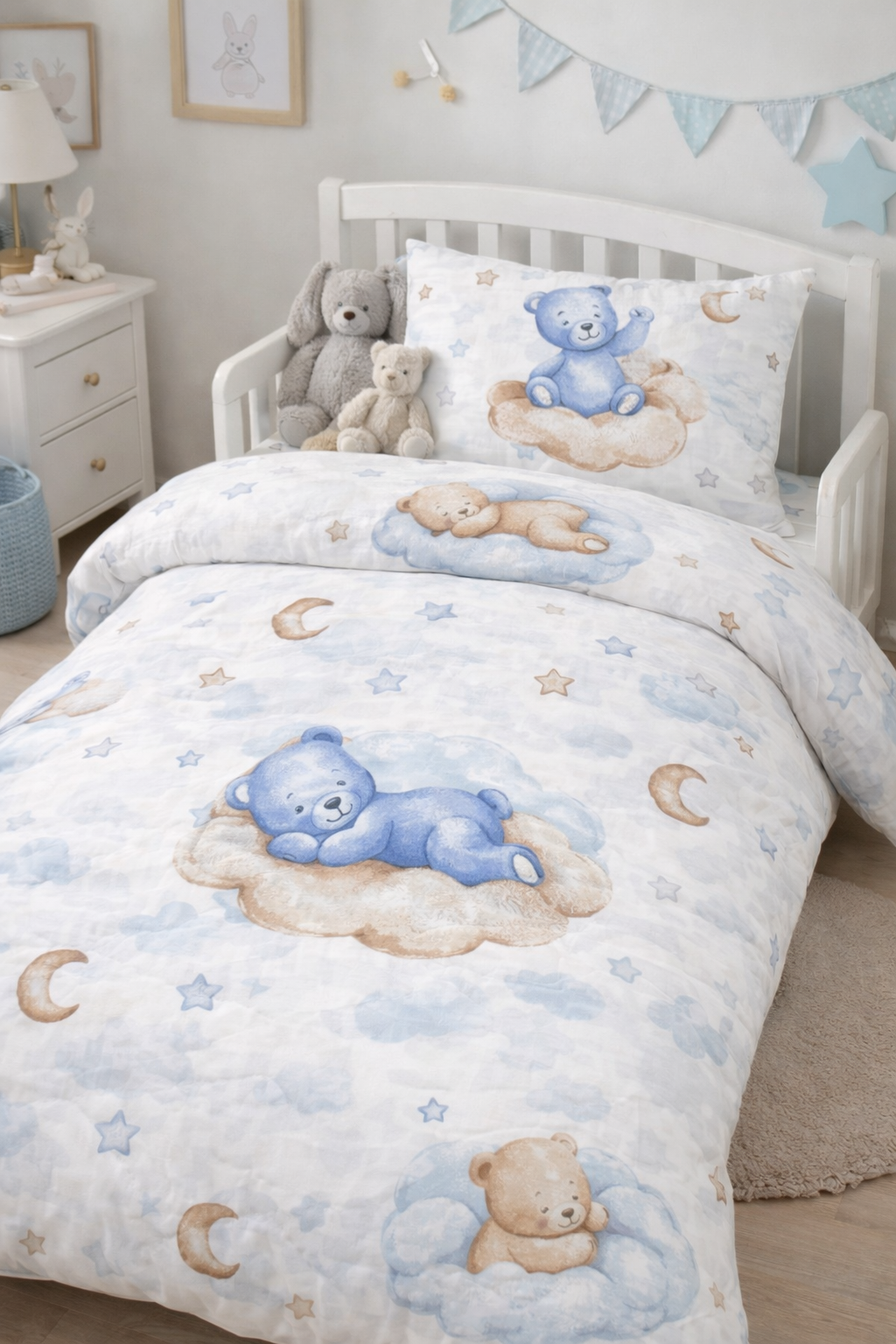 Постільна білизна для хлопчиків ранфорс прінт  "Сині відмедики"