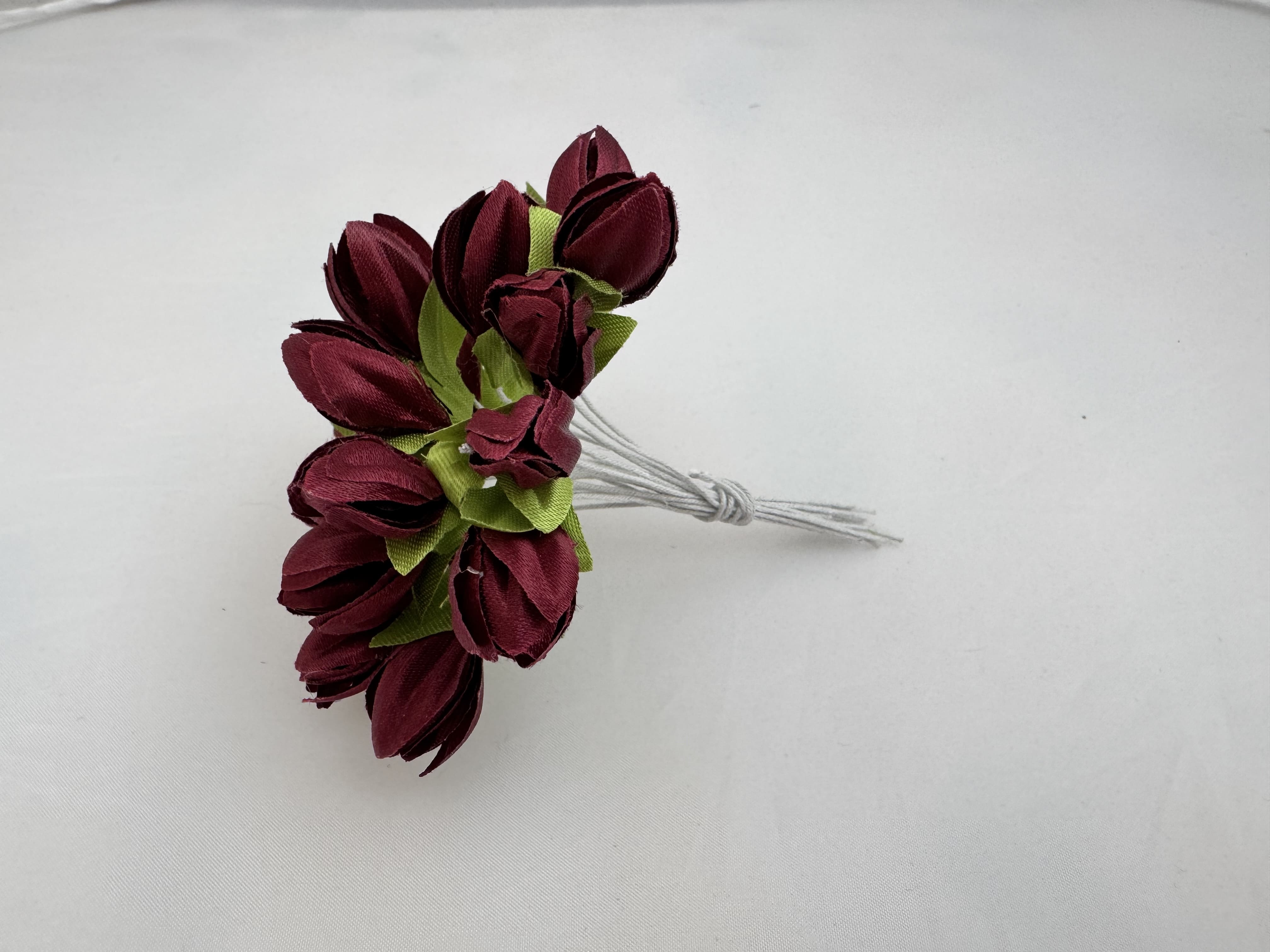 Бордові штучні тюльпани для творчості та плетіння віночків, 20 шт