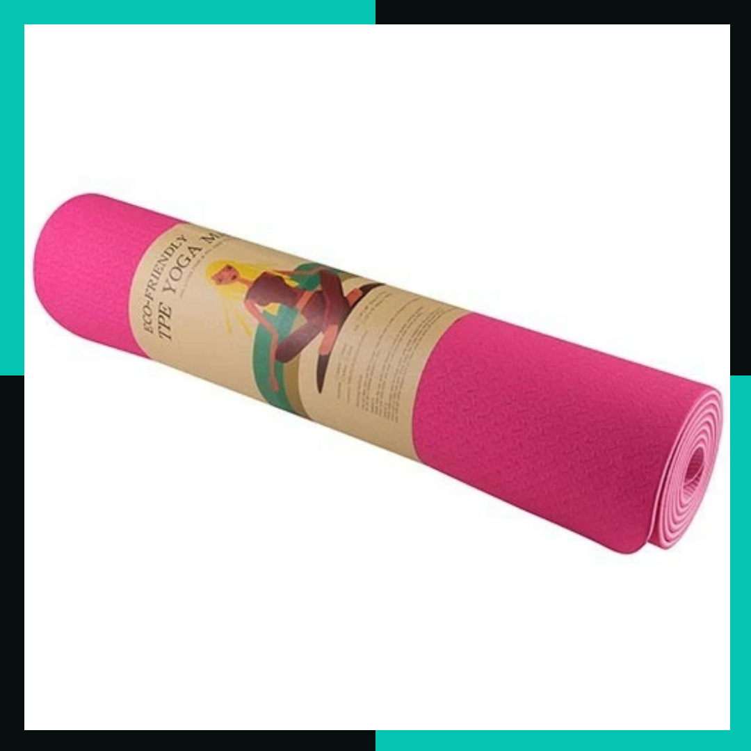 Килимок для йоги та фітнесу 2 шари, TPE, 6мм, рожевий/світло-рожевий