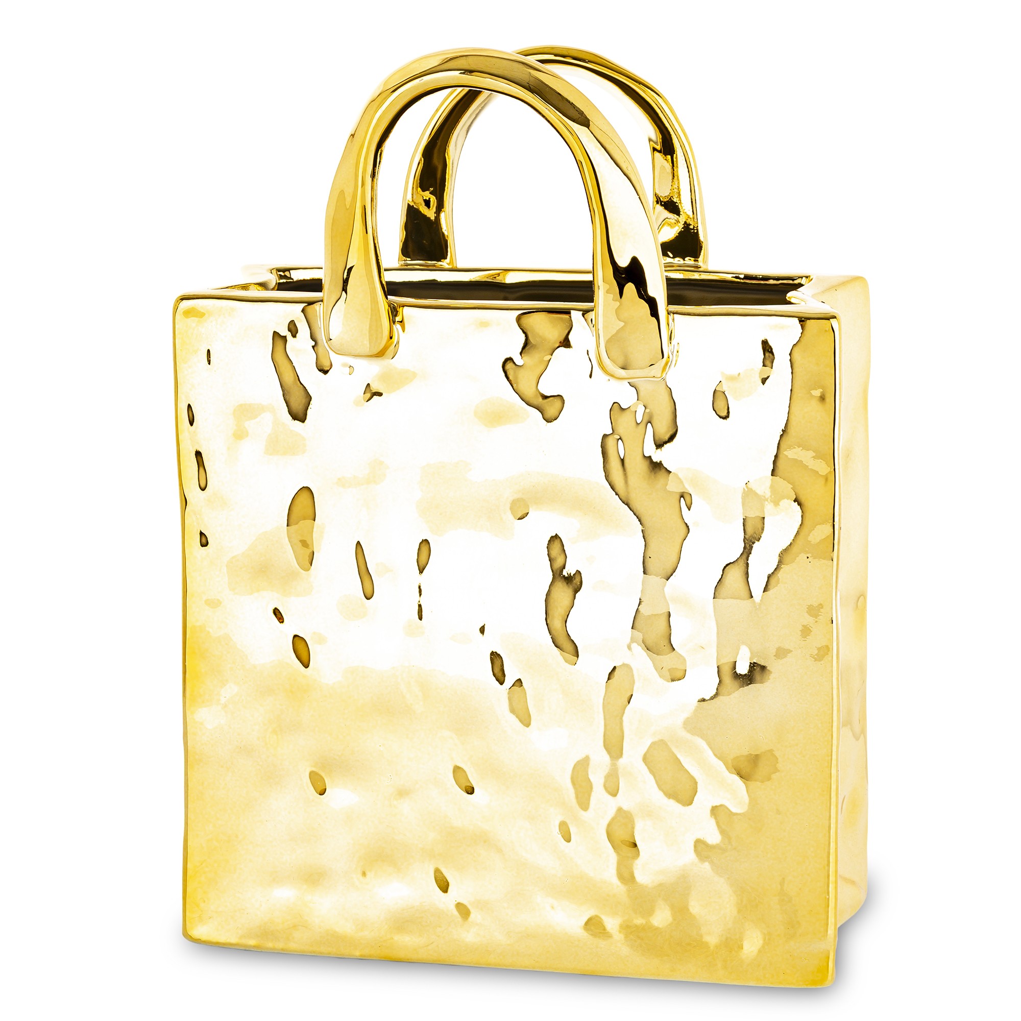 Ваза декоративна у формі сумочки золота 27см – стильний дизайнерський декор для інтер’єру