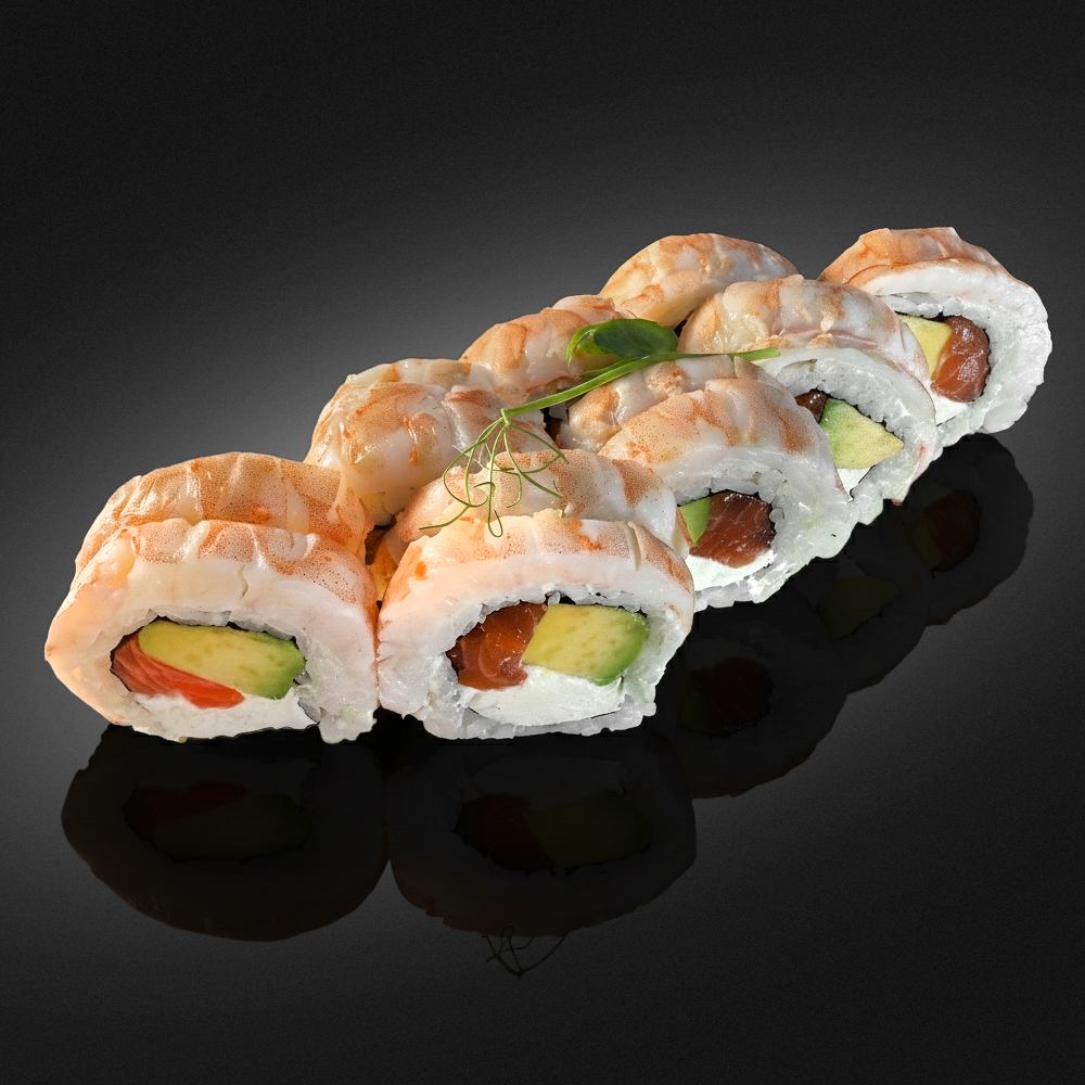 Рол з креветкою і лососем