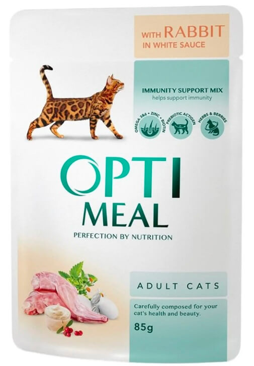 Оптіміл пауч для дорослих котів з кроликом у морквяному желе, 85гр.