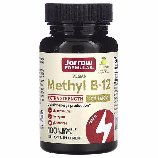 Jarrow Formulas, Methyl B-12, Lemon, 1,000 mcg, 100 Chewable Tablets