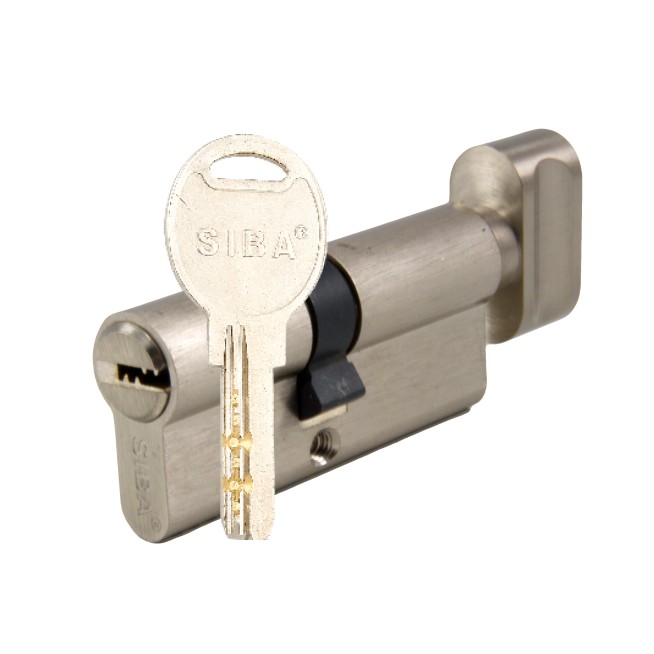 Циліндр дверний SIBA BT ключ-вороток 80 мм сатин/хром/латунь