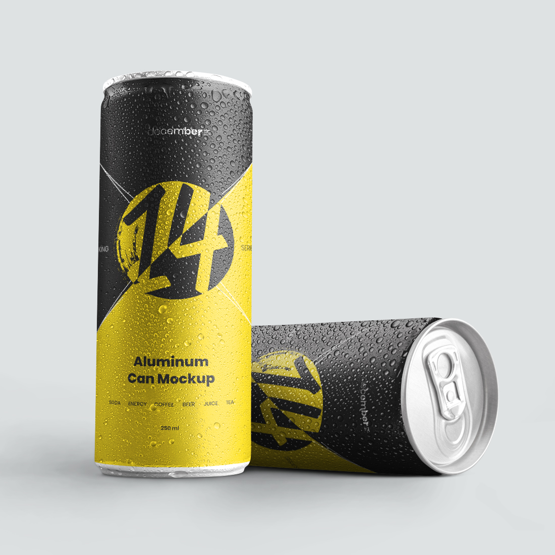 10 Mockup Aluminium Can 250 ml With Water Drops