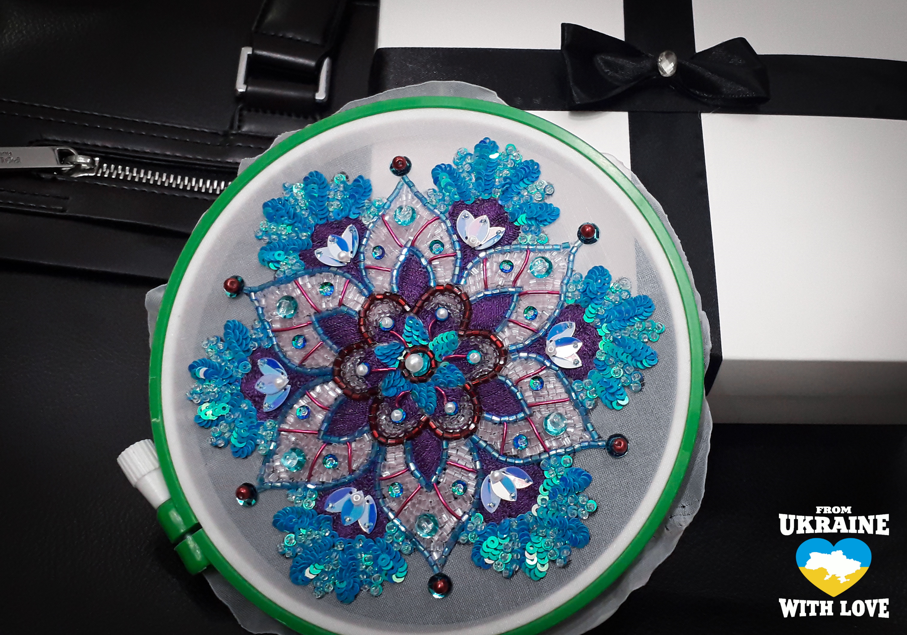 Tambour embroidery kit №5 for beginner Blue Mandala