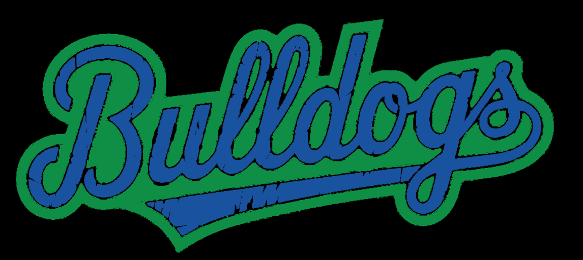 Bulldog font with tail - BLUE and GREEN